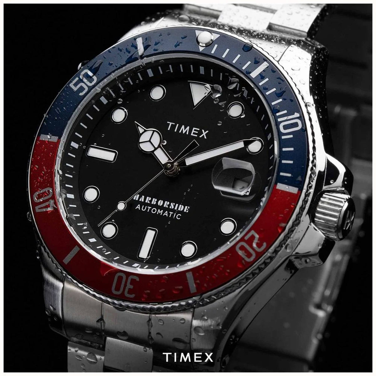 Timex Uhr Herren Automatik Harborside Coast Silber/Schwarz TW2V72100