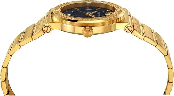 Versace Damenarmbanduhr GRECA LOGO 38 D/BLK B/IP2N YELLOW GOLD- IP1N BRACEL