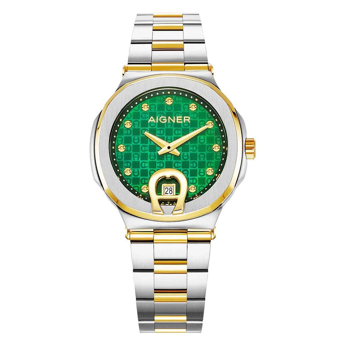 Aigner Damenuhr Taviano 2 Silber Gold Grün AGW.242002
