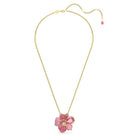 Swarovski Damen Halskette Idyllia Anhänger und Brosche Pavé, Blume, Rosa, Goldlegierungsschicht 5652068