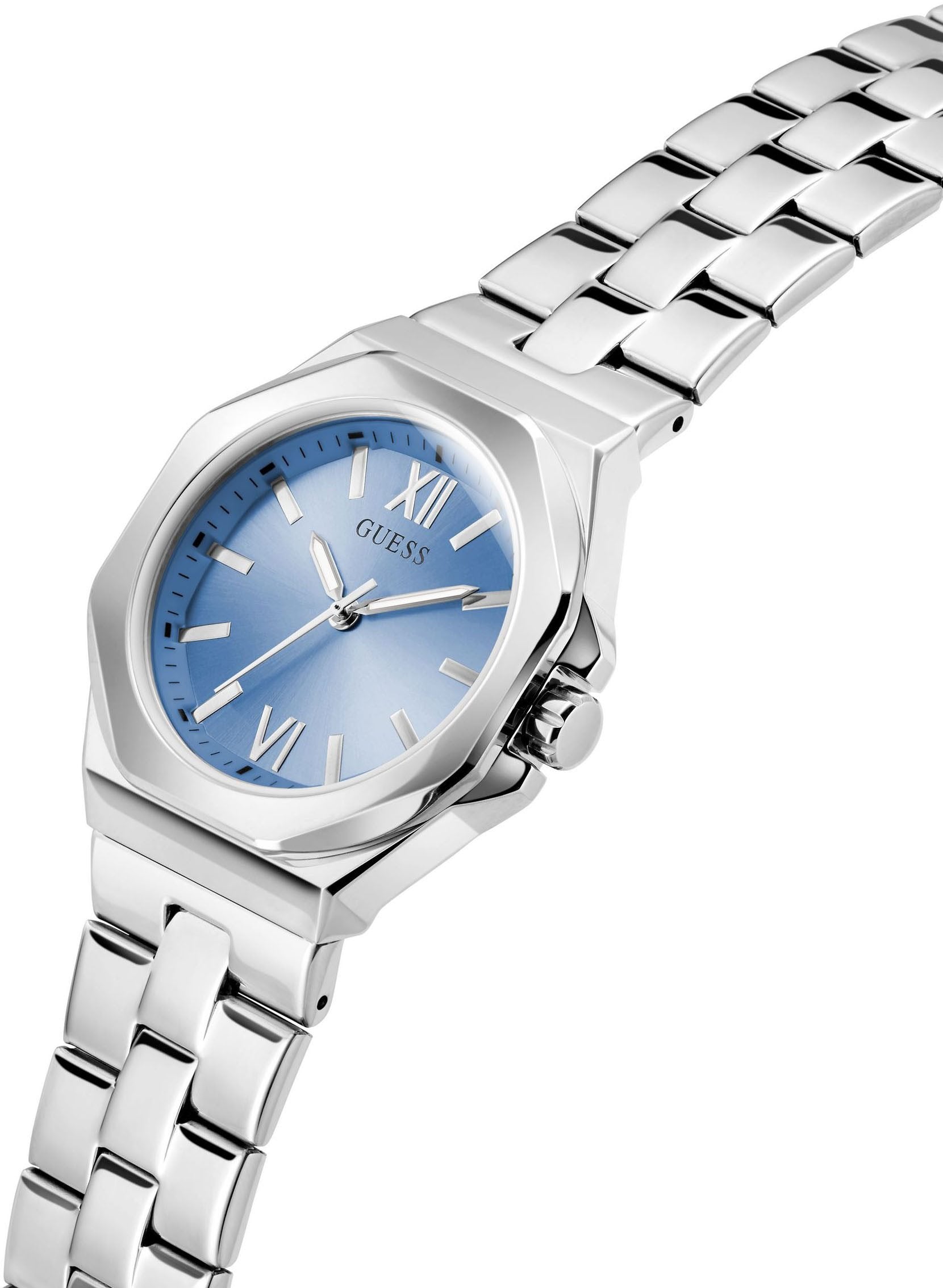 Guess Analog Armbanduhr Damen (Ladies) Empress Silber GW0873L1