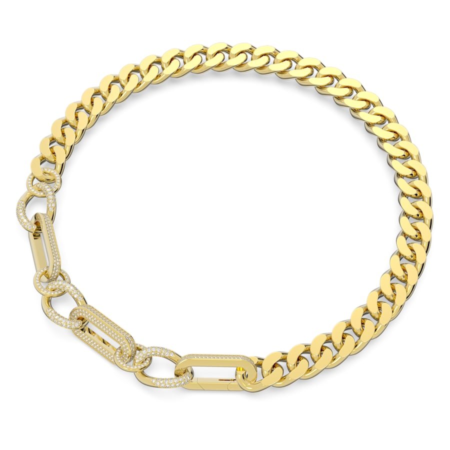 Swarovski Damen Halskette Dextera Statement, Gemischte Glieder, Weiß, Goldlegierungsschicht 5639332 S