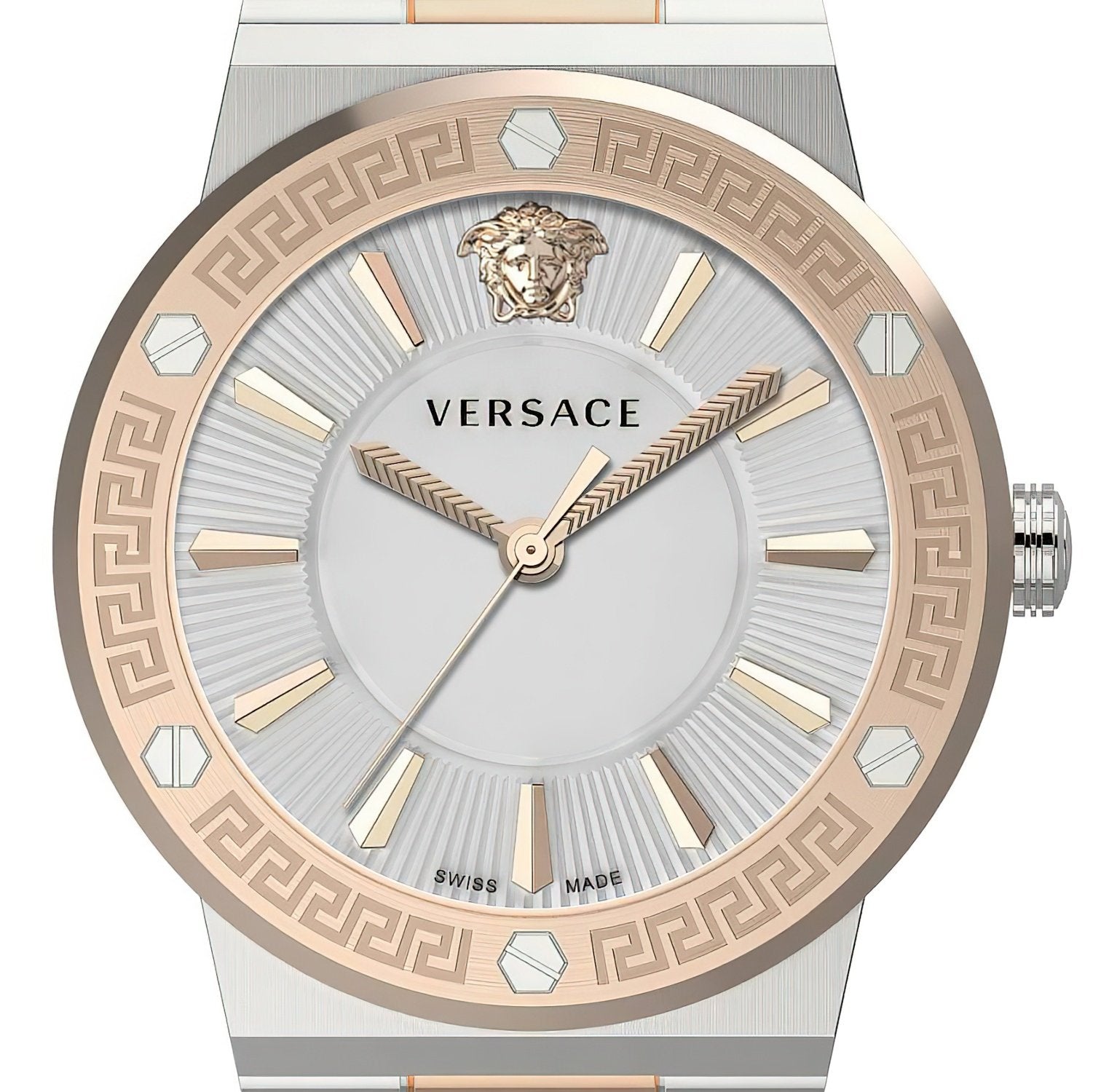 Versace Damen Armbanduhr Greca Logo Silber Gold VEVH01020