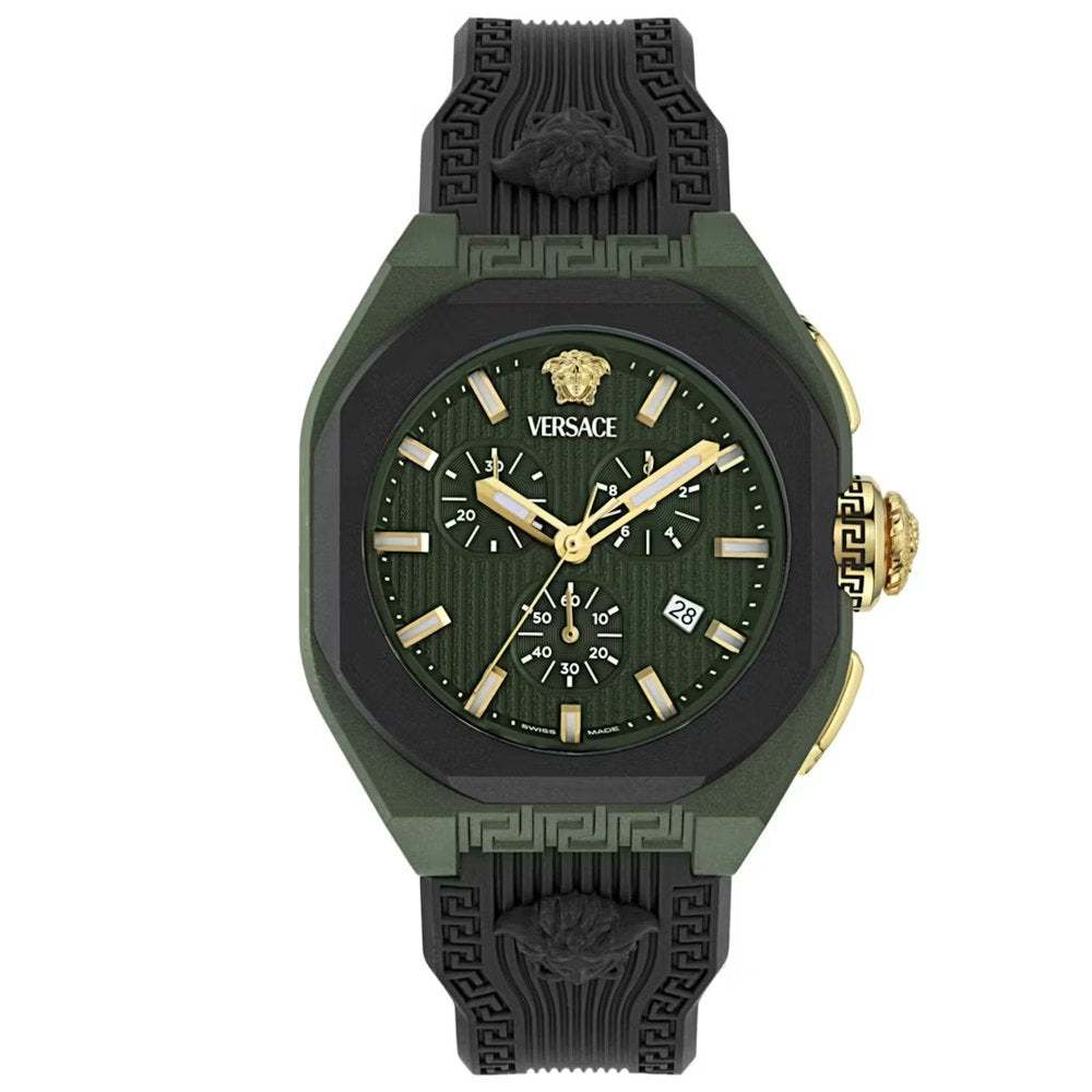 Versace V‑Legend Chronograph Ökokeramik Schwarz/Grün VE9L00625