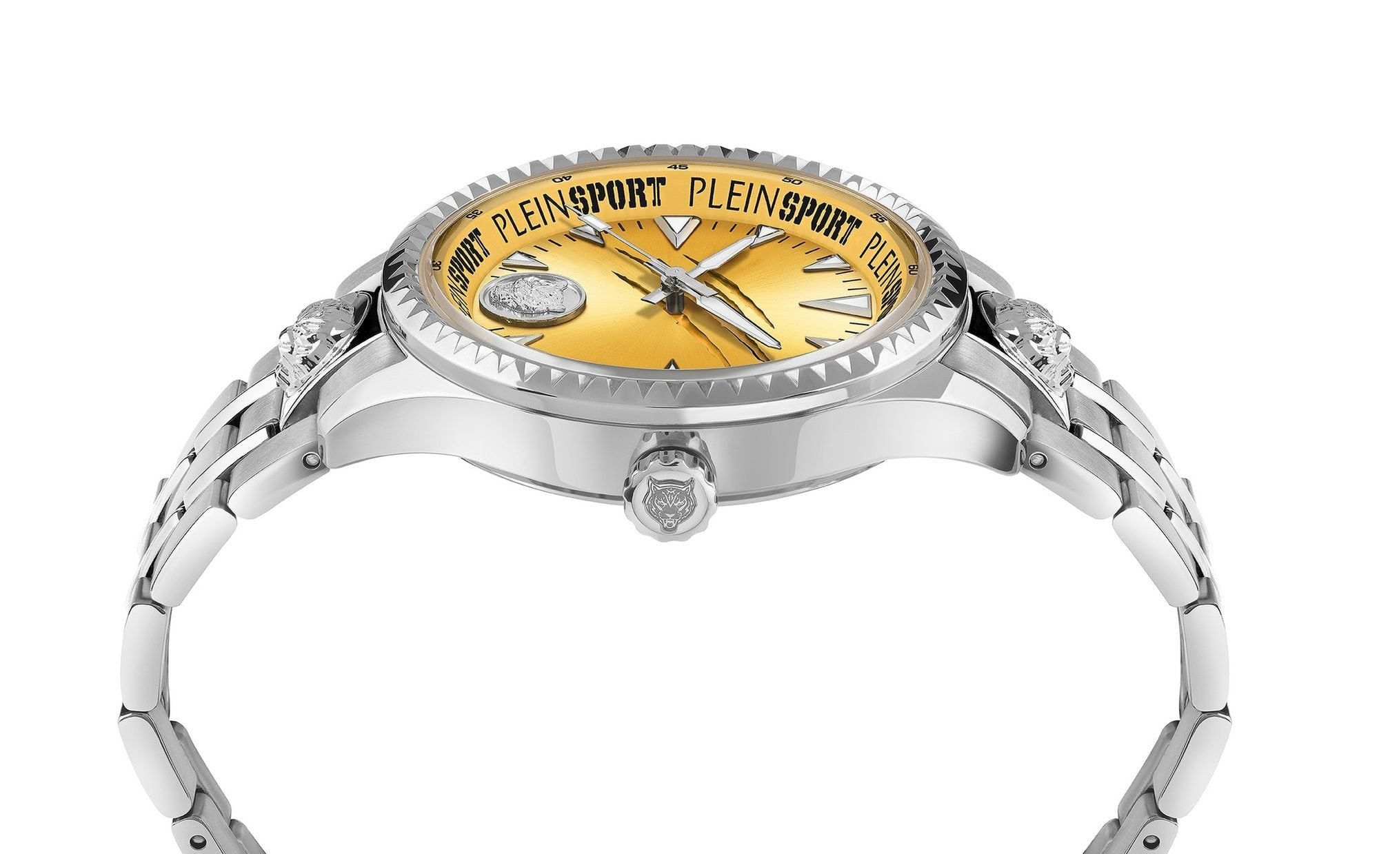 Plein Sport Herren Uhr LINEMAN PS5BA0824 Edelstahl Silber Gelb 45 mm