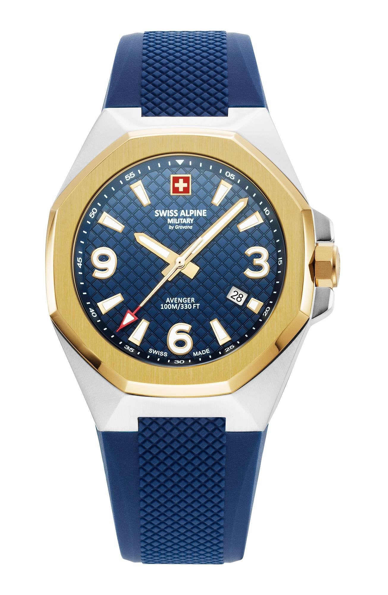 Swiss Alpine Military Herren Armbanduhr 42 mm Avenger Silicon blau 7005.1845