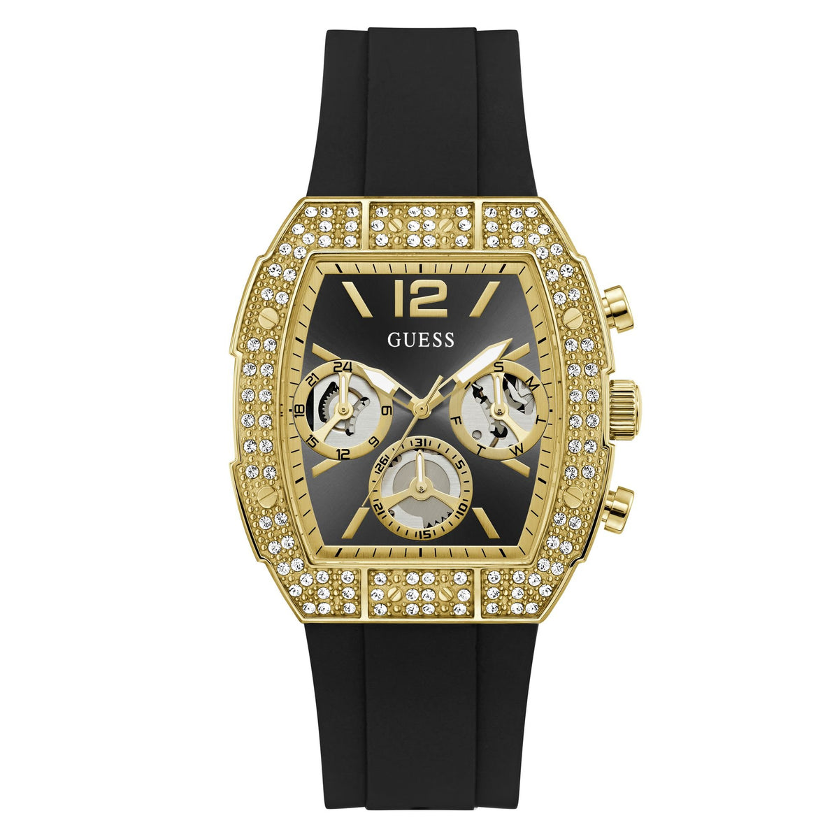 guess Armbanduhr Herren Phoenix Quantum Schwarz Gold GW1069G2