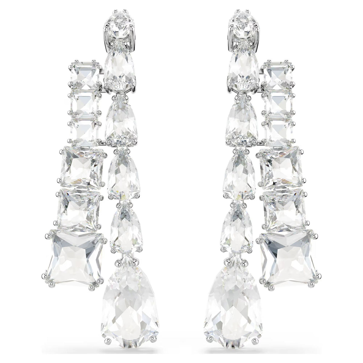 Swarovski Ohrringe Damen Matrix Drop Mixed cuts weiß rhodiniert 5692515