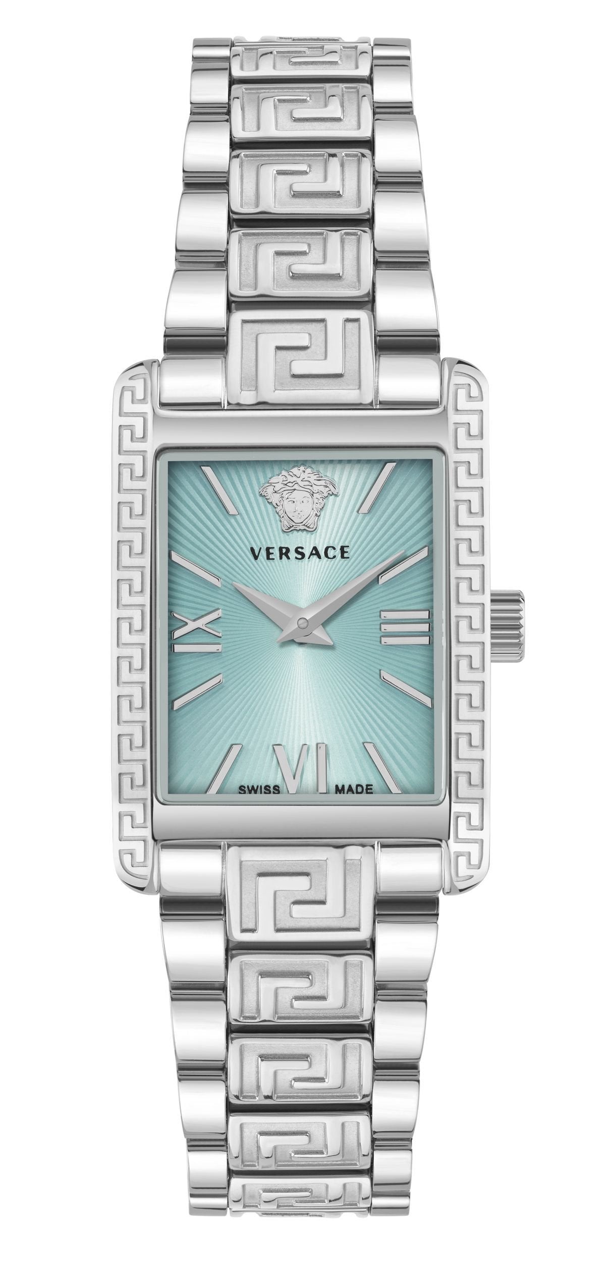 Versace Armbanduhr Damen Tonneau Lady Silber Hellblau VE1C01425