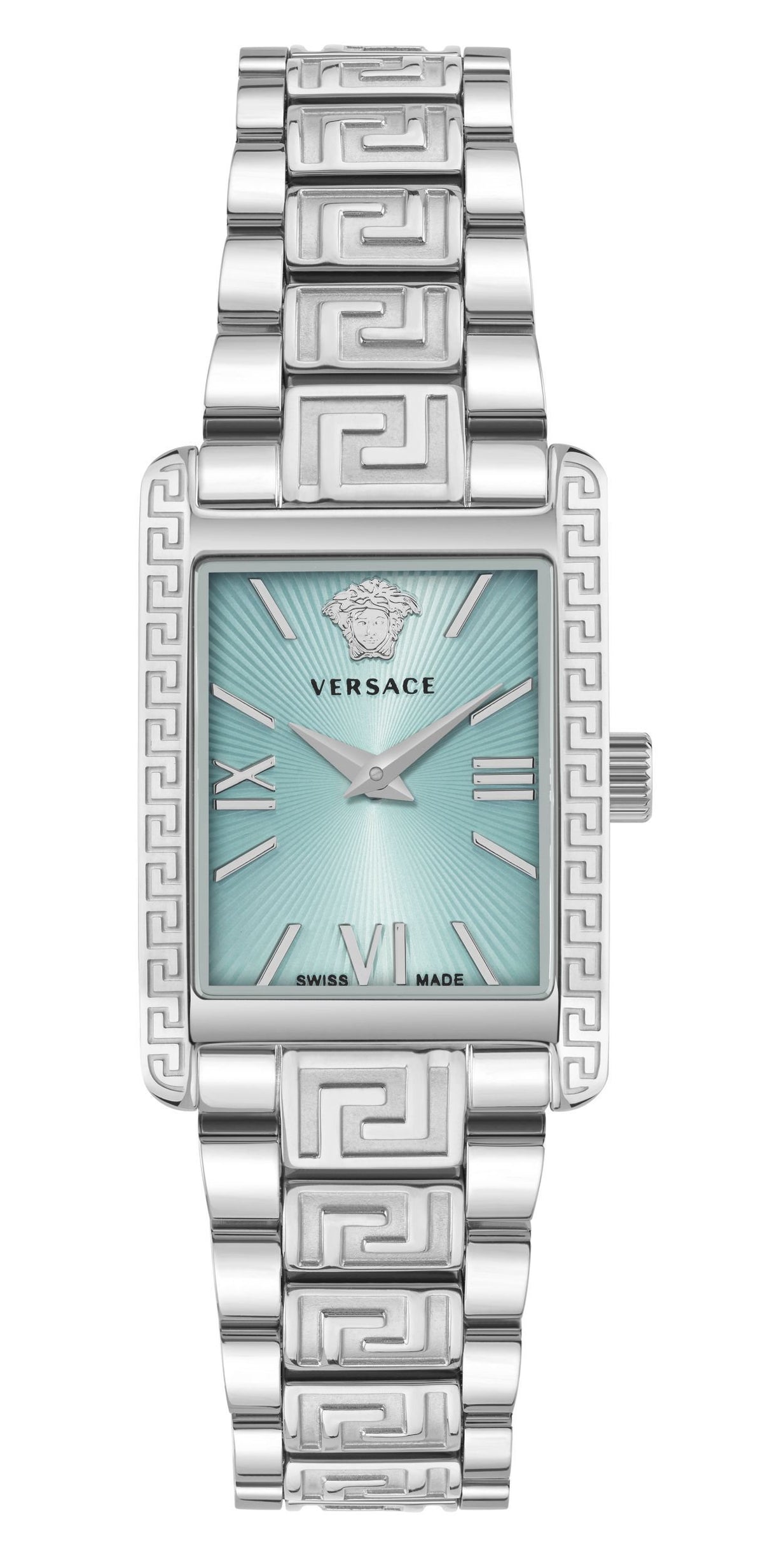 Versace Armbanduhr Damen Tonneau Lady Silber Hellblau VE1C01425