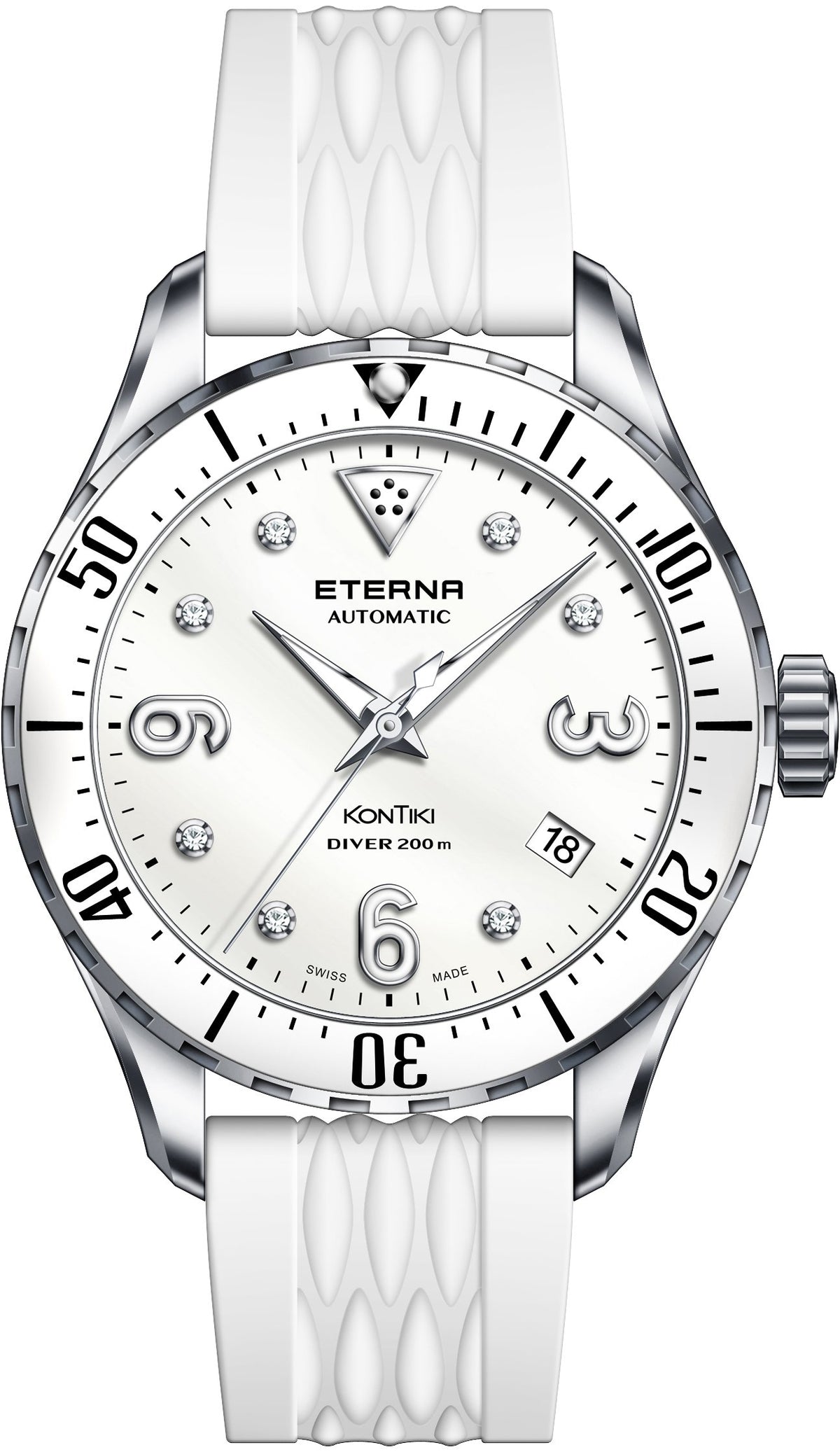 Eterna Armbanduhr Damen Automatik 38mm Silber Weiß 1280.41.66.1380