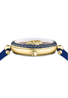Versace Damen Armbanduhr PALAZZO 39 mm Leder Armband blau VECO021 22