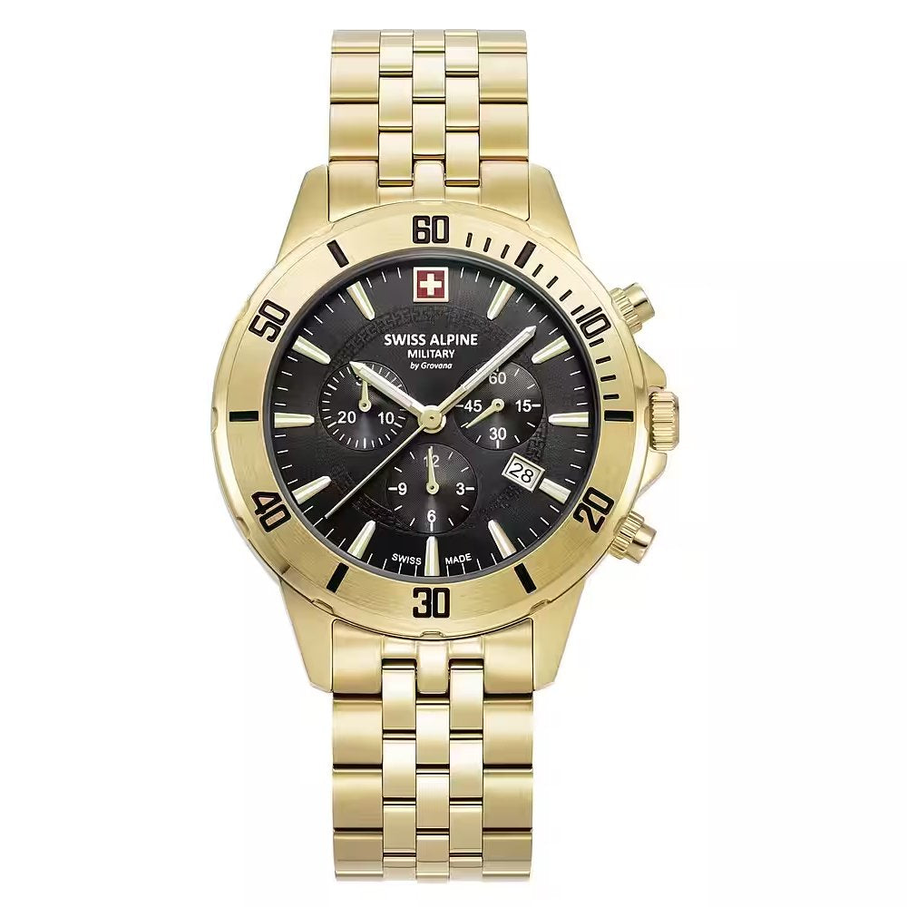 Swiss Alpine Military by Grovana Herrenuhr Cruiser Chronograph Gold Schwarz 7024.9117