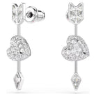 Swarovski Ohrhänger Damen Idyllia Herz mit Pfeil Weiß Rhodiniert 5749602