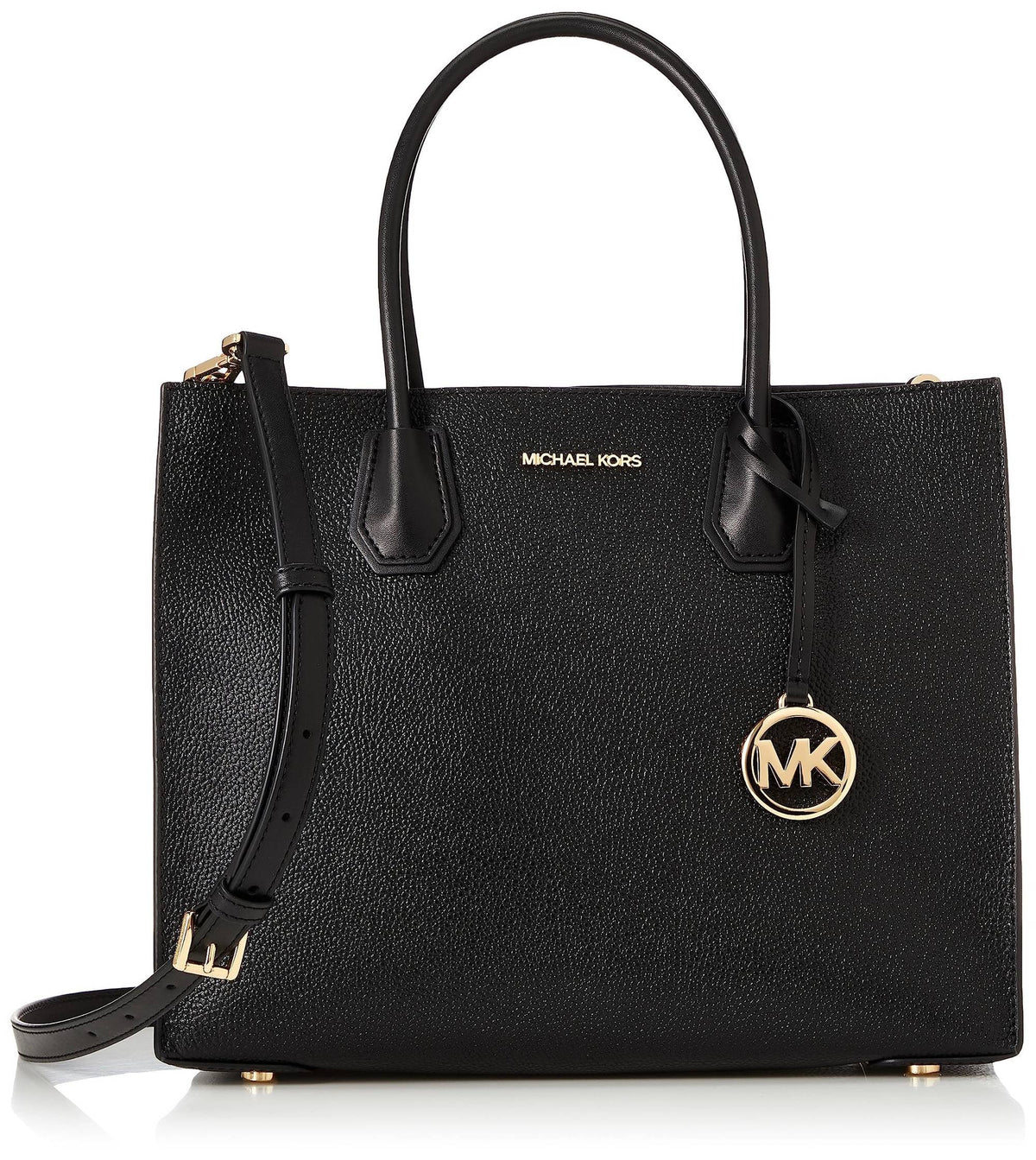 Michael Kors Shopper Damen Mercer Large Genarbtes Leder Accordion Schwarz 35T2GM9S3L