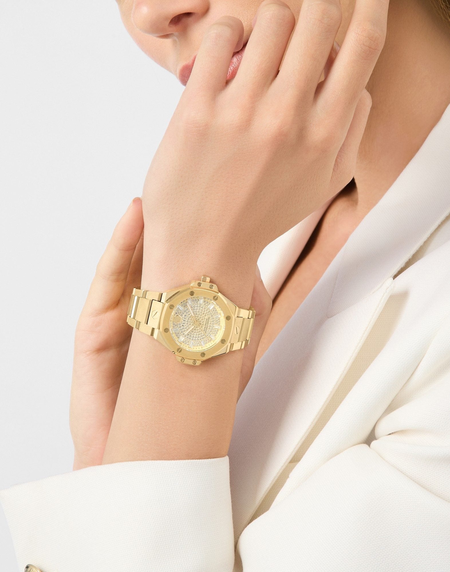 Philipp Plein Damen Uhr Royal Prestige PW4FA0525 Edelstahl Gold 33 mm Kristall‑Lünette