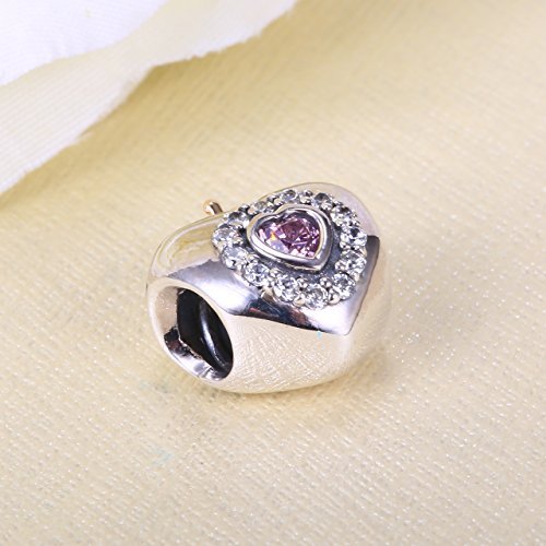 Pandora Damen-Charm Prinzessin Heart 925 Silber Zirkonia pink Kissenschliff - 791375PCZ