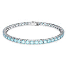 Swarovski Armband Unisex Matrix Tennis „Round‑Cut Blue“ Länge: ca. 17,5 cm (6 7/8″), Größe L Weiß/Rhodium 5648929