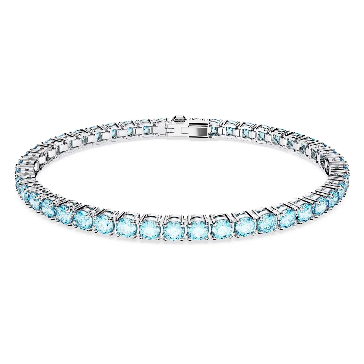 Swarovski Armband Unisex Matrix Tennis „Round‑Cut Blue“ Länge: ca. 17,5 cm (6 7/8″), Größe L Weiß/Rhodium 5648929