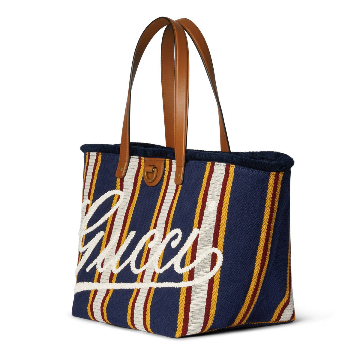 Gucci Tasche Unisex Embroidered Medium Canvas Tote Bag Blau Beige Rot Gelb 818771FAEF88796