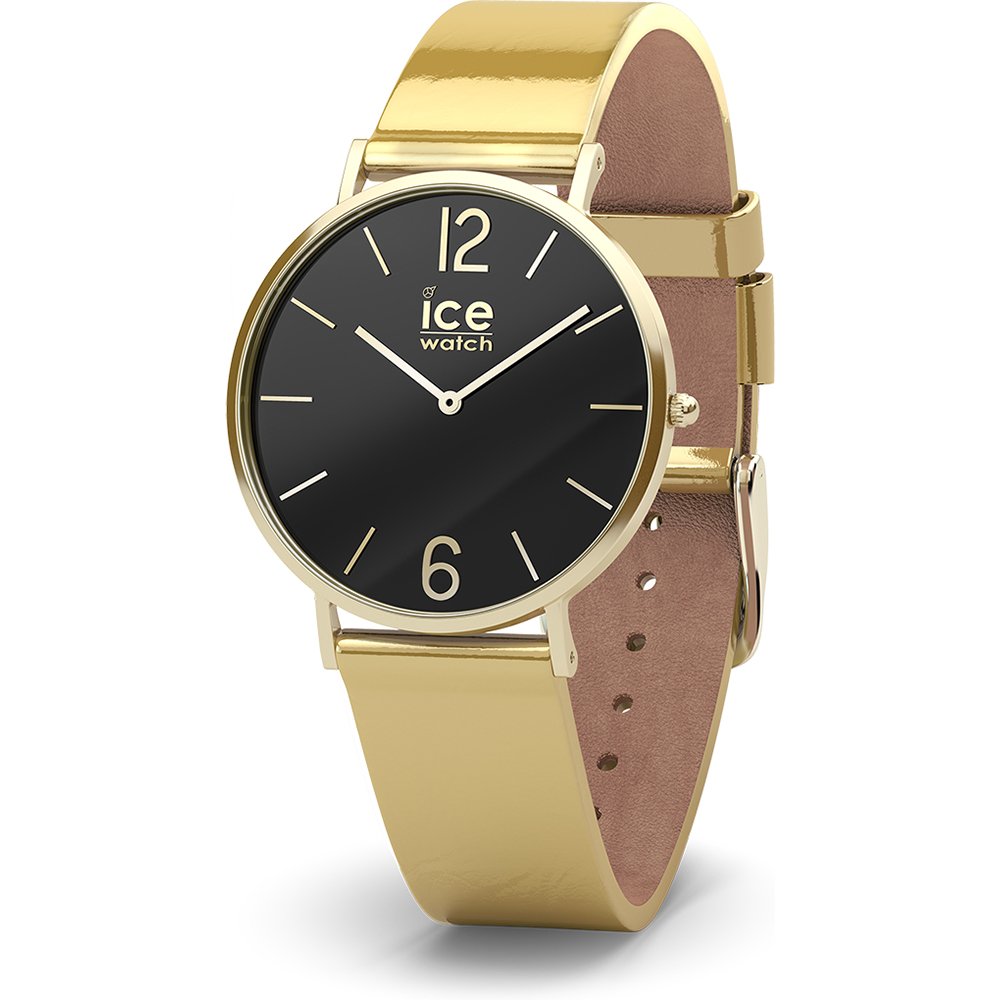 Ice-Watch - City Sparkling - Metal Gold - Gold Damenuhr mit Lederarmband - 015084 (Extra Small)