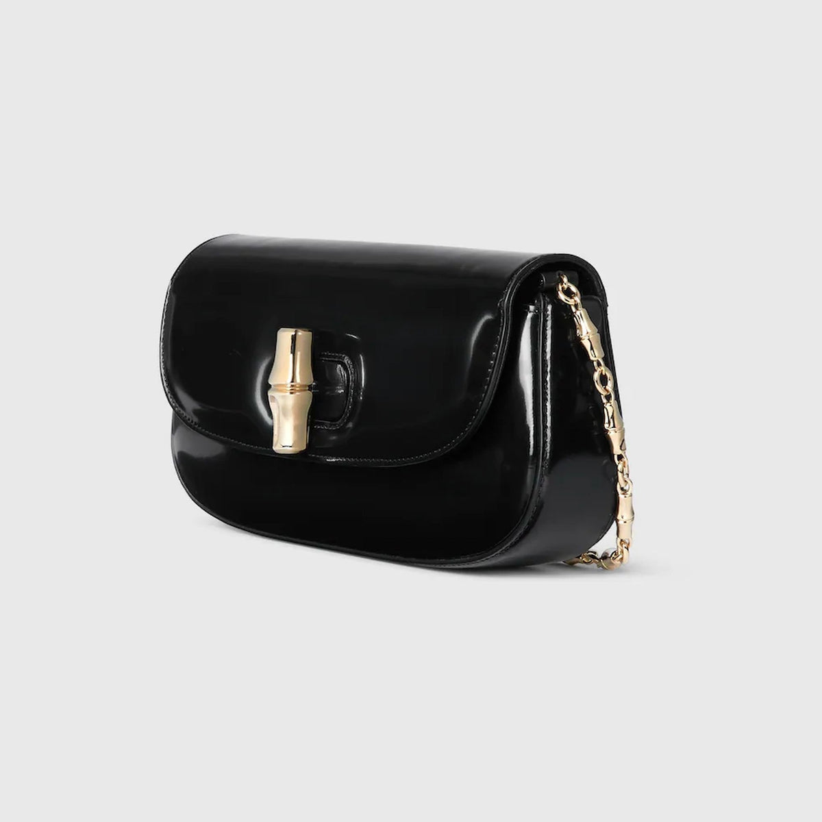 Gucci Medium Black GG Emblem Shoulder Bag Bamboo Night Clutch Schwarz 827740-AACY9-1000