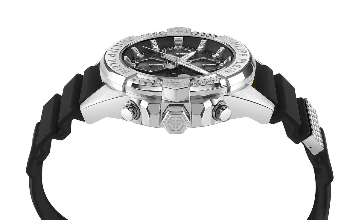 Philipp Plein Herrenuhr The $kull Chrono Schwarz/Silber PWWFA0125