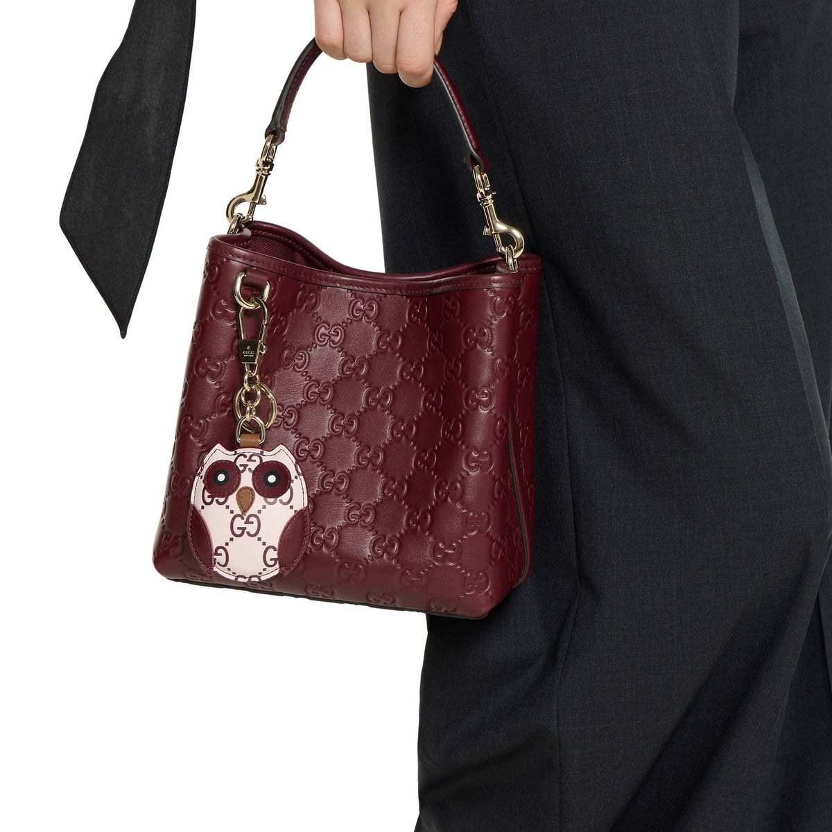 Gucci Taschenanhänger Damen Owl Shaped Bag Charm Rosa Rot 821813JAAJ18161