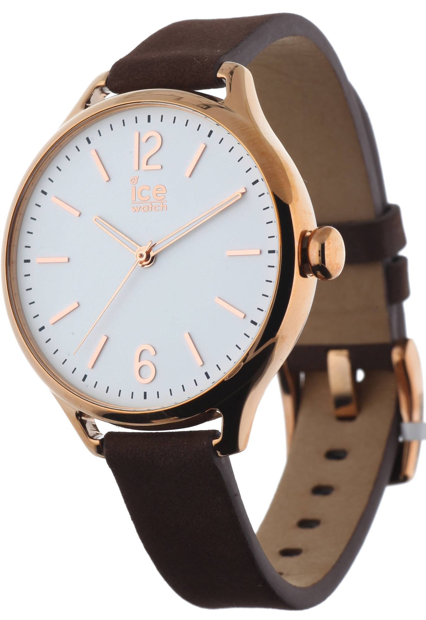 Ice‑Watch Damen Armbanduhr Ice Time Medium Braun/Roségoldfarben 013054
