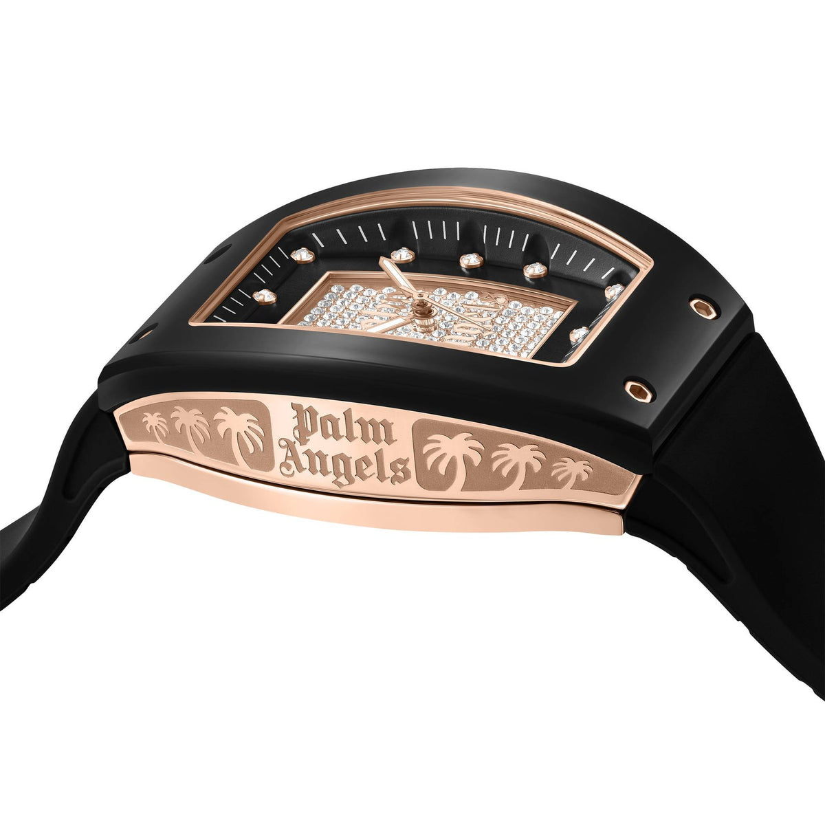 Palm Angels Armbanduhr Damen Alta Schwarz Roségold PMWLM0002502