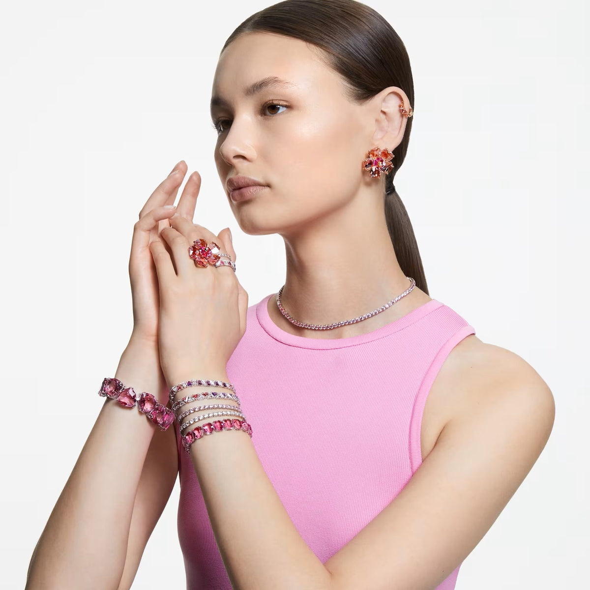 Swarovski Damen Tennis Armband Trilliant-Schliff Rosa MATRIX 5614928