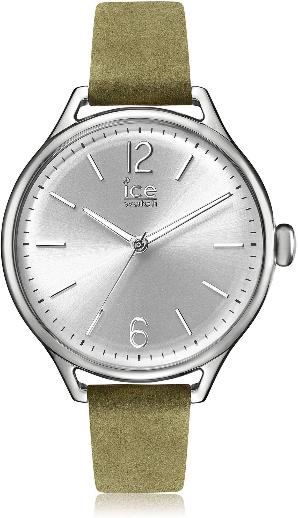 Ice‑Watch Damen Armbanduhr Ice Time Medium Khaki/Silberfarben 013057