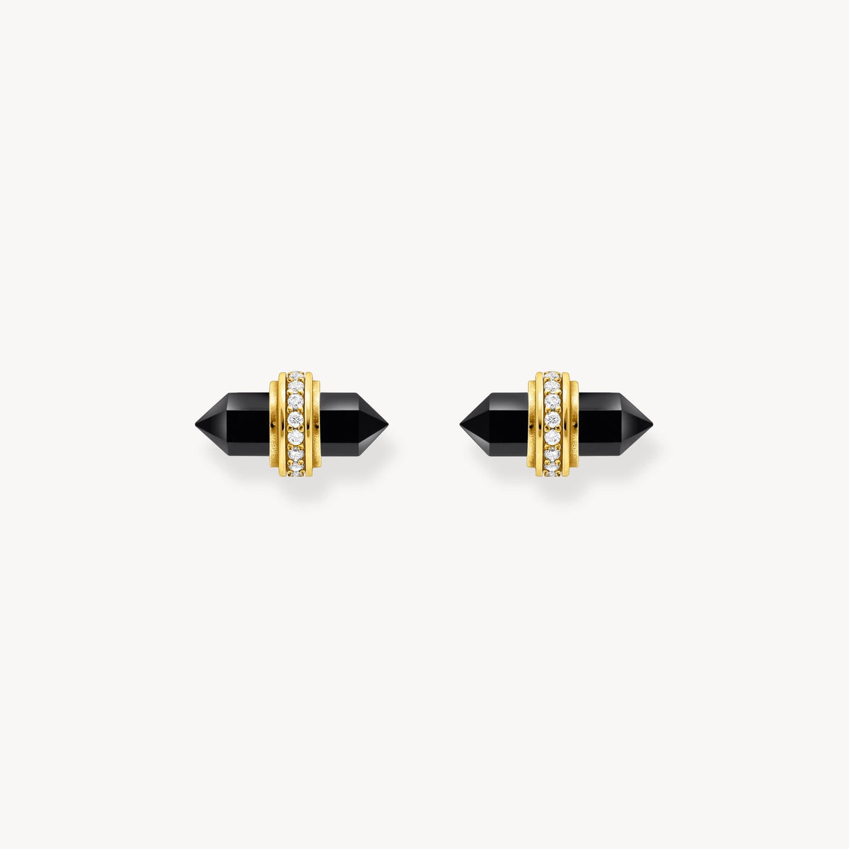 Thomas Sabo Ohrstecker Damen Ohrstecker mit schwarzem Onyx Kristall Gelbgoldfarben Weiß Schwarz H2281-177-11