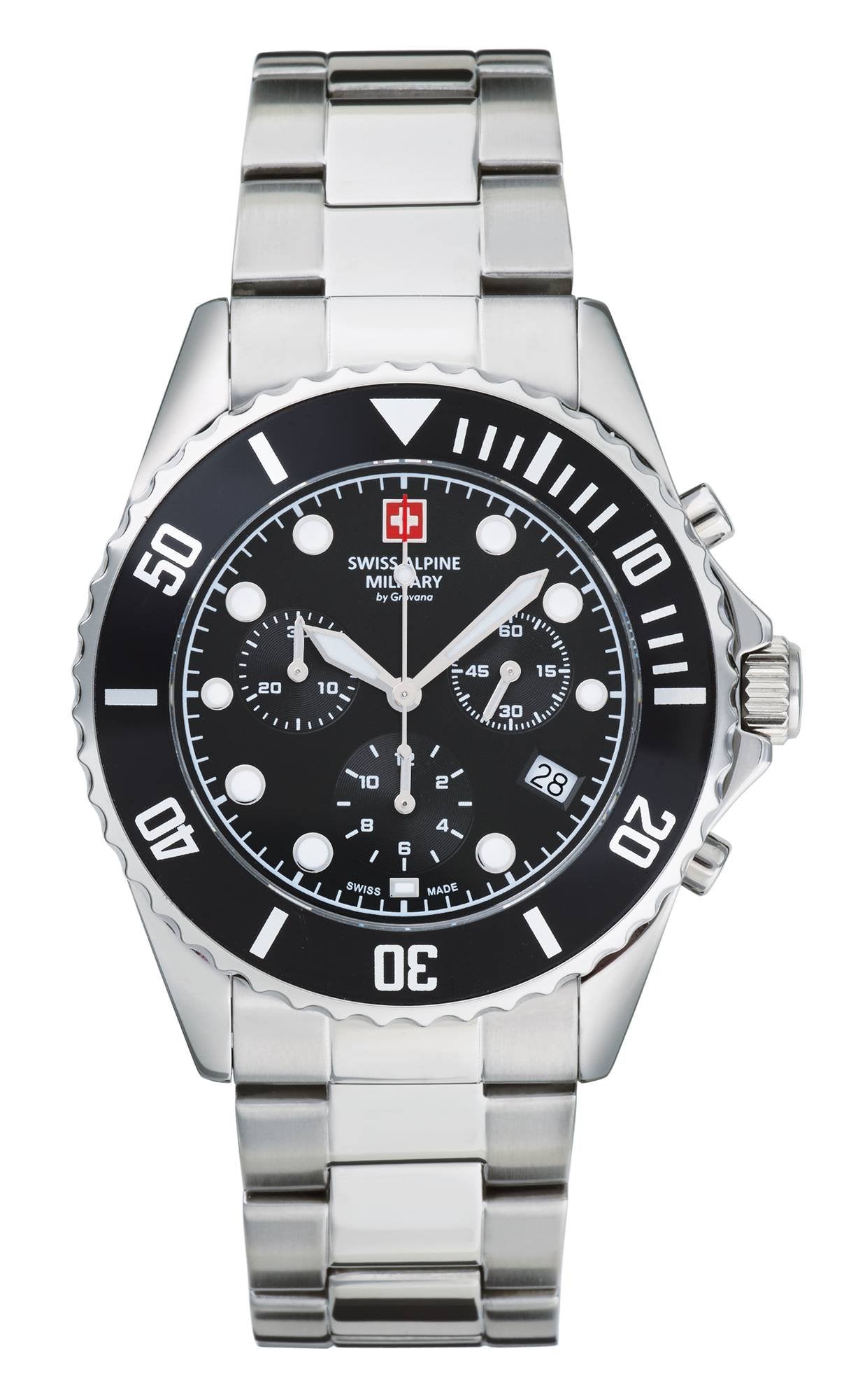 Swiss Alpine Military Herren Armbanduhr  7053.9137 44 mm Chronograph & Datumsanzeige Armband Stainless Steel