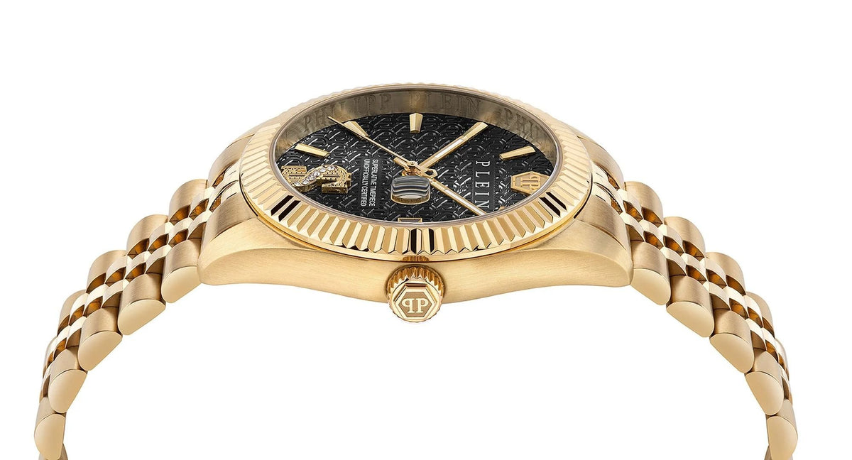 Philipp Plein Uhr Herren Date Superlative Crystal Gold/Schwarz PWMFA1025