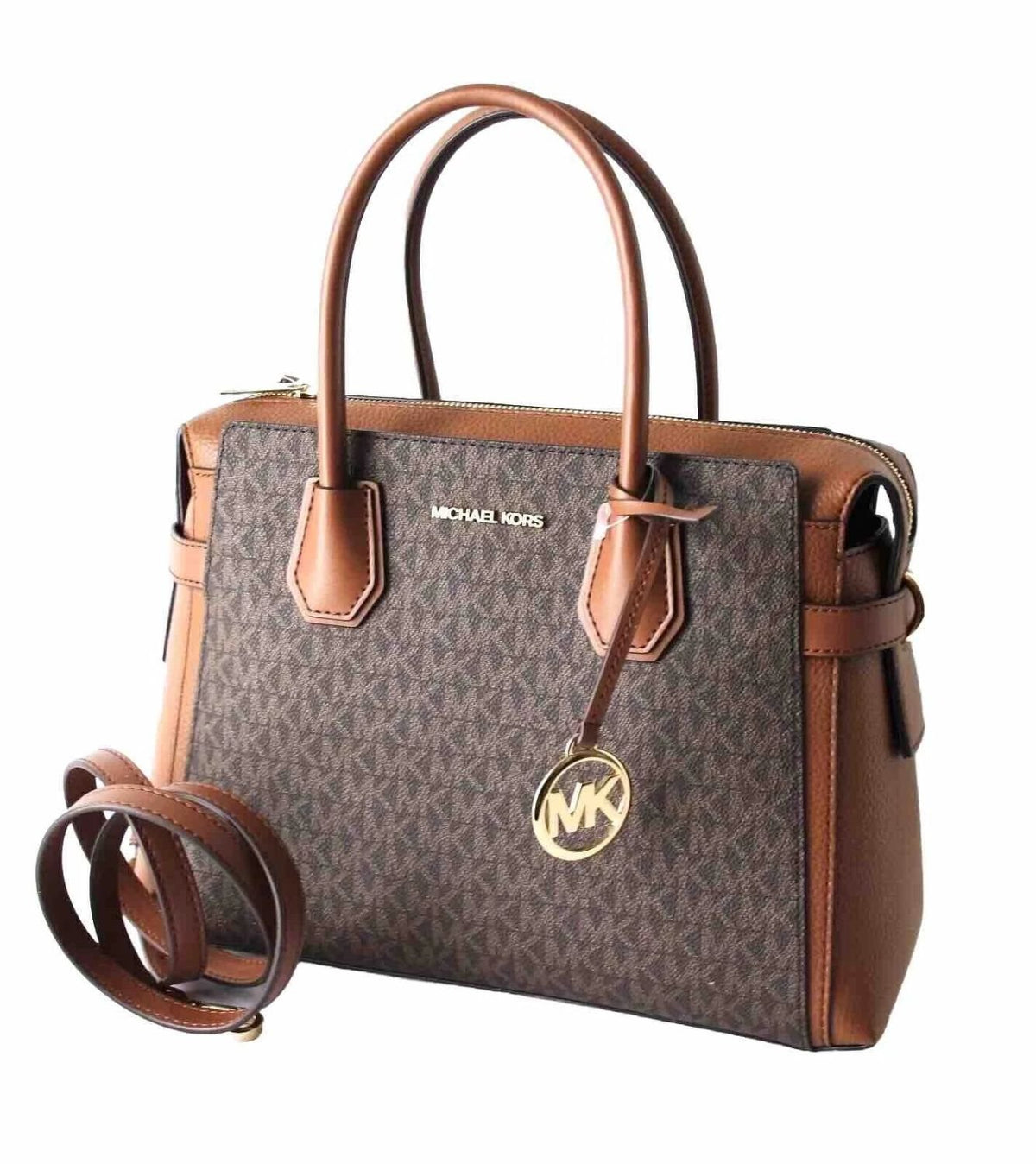 Michael Kors Crossbody Tasche Damen Mercer Medium Logo Accordion Braun 35F2GM9S8B