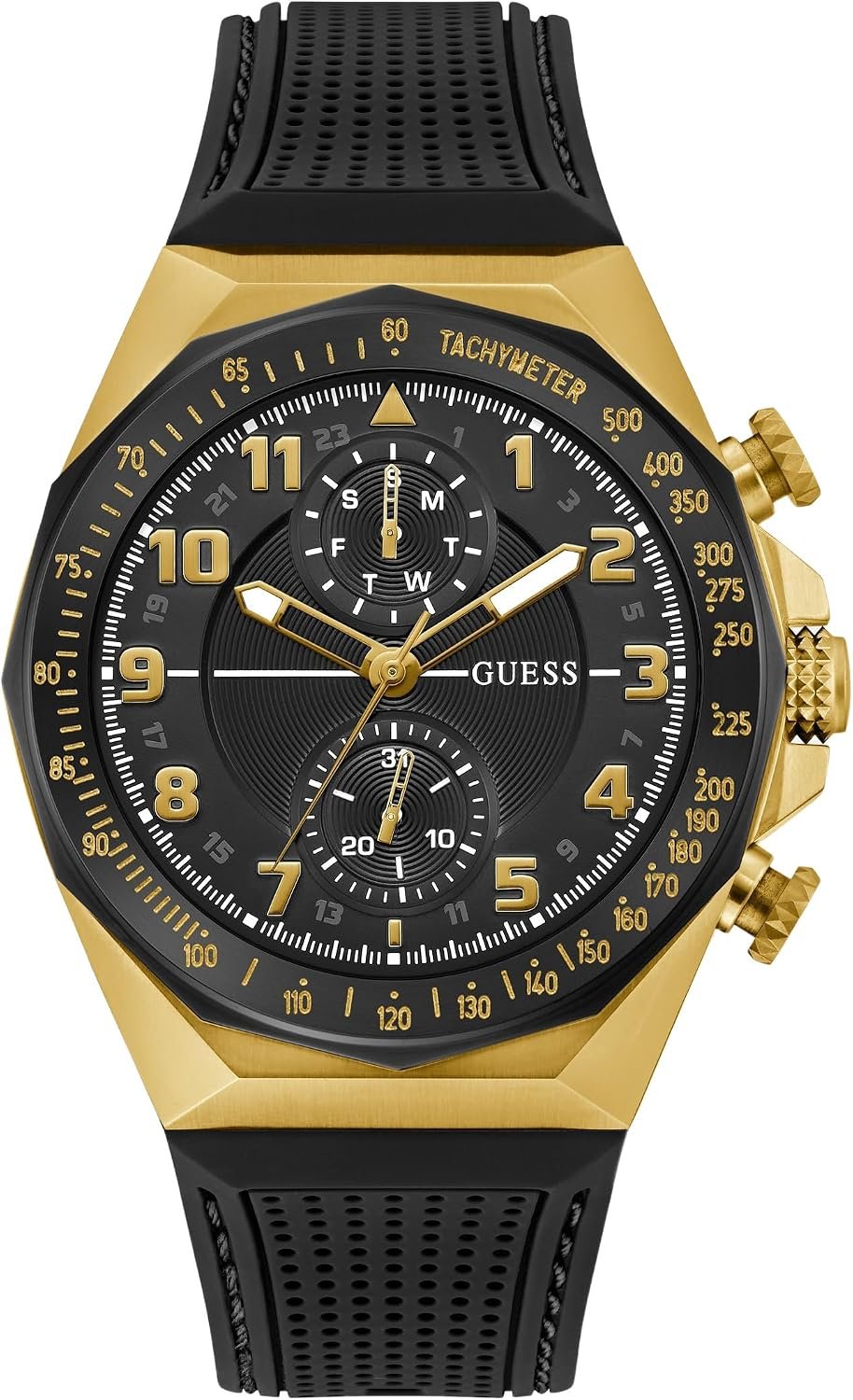 Guess Armbanduhr Herren D1 Multifunktion Bicolor Schwarz Gold GW0902G1