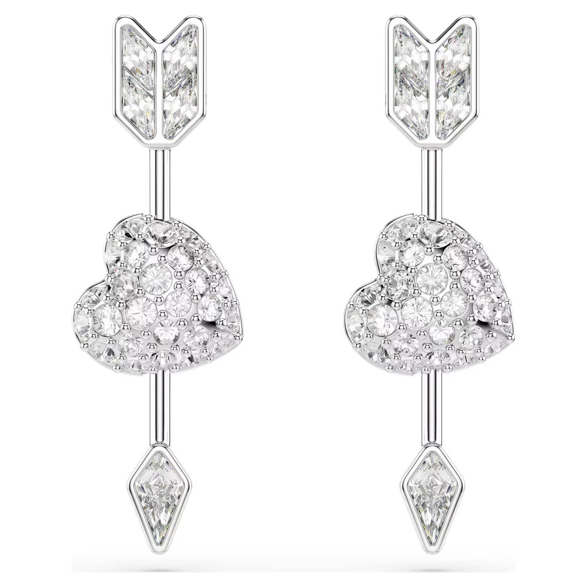 Swarovski Ohrhänger Damen Idyllia Herz mit Pfeil Weiß Rhodiniert 5749602