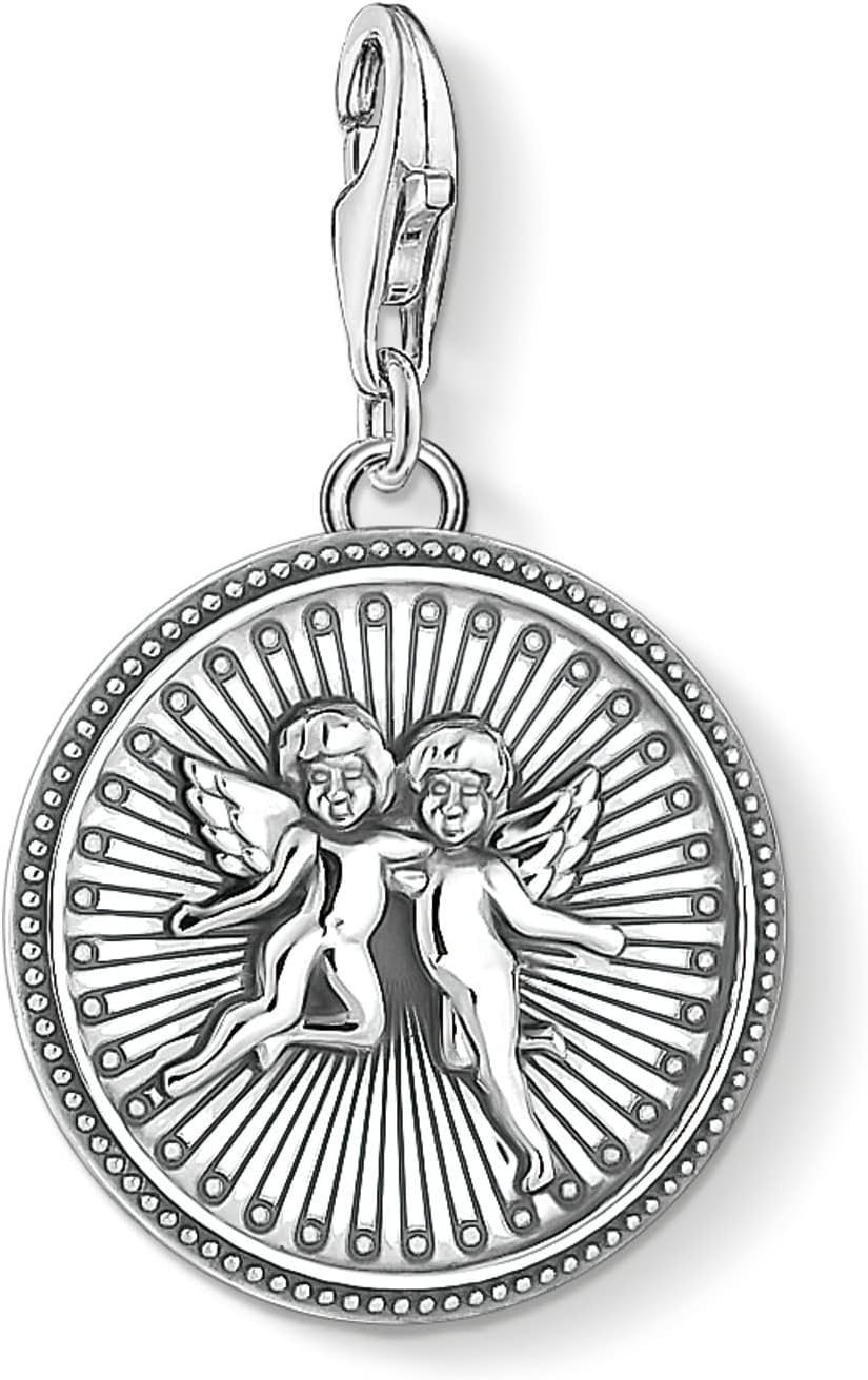 THOMAS SABO Charm-Anhänger Engel silber 925 Sterlingsilber, Geschwärzt