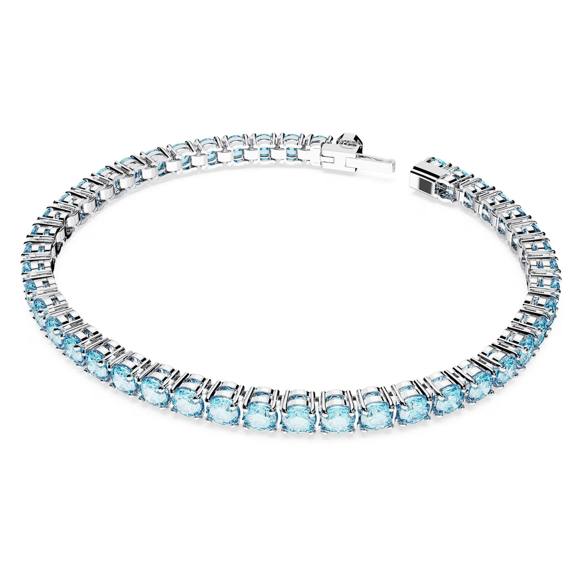 Swarovski Armband Unisex Matrix Tennis „Round‑Cut Blue“ Länge: ca. 17,5 cm (6 7/8″), Größe L Weiß/Rhodium 5648929