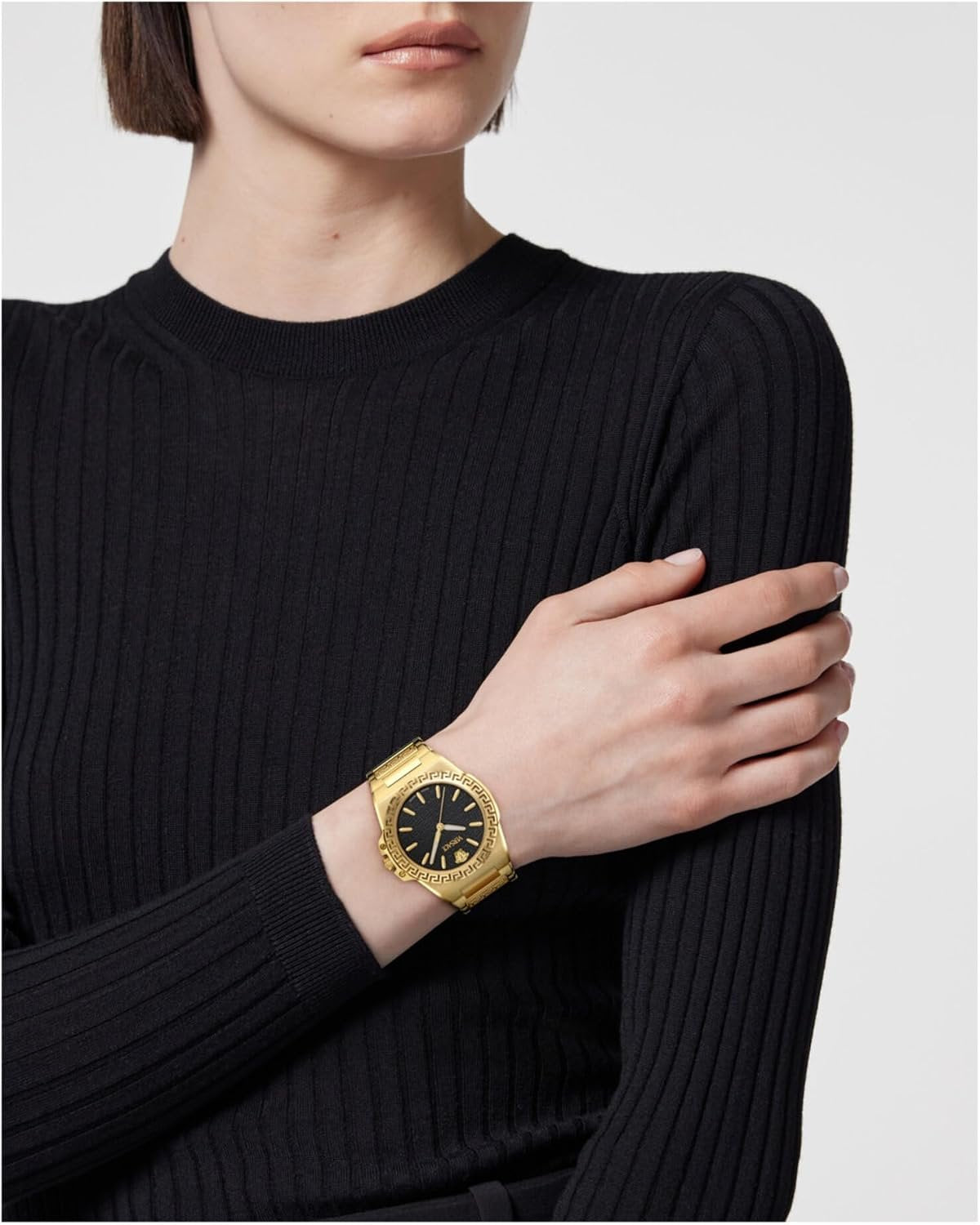 Versace Damen Analog Quarz Armbanduhr Greca Reaction