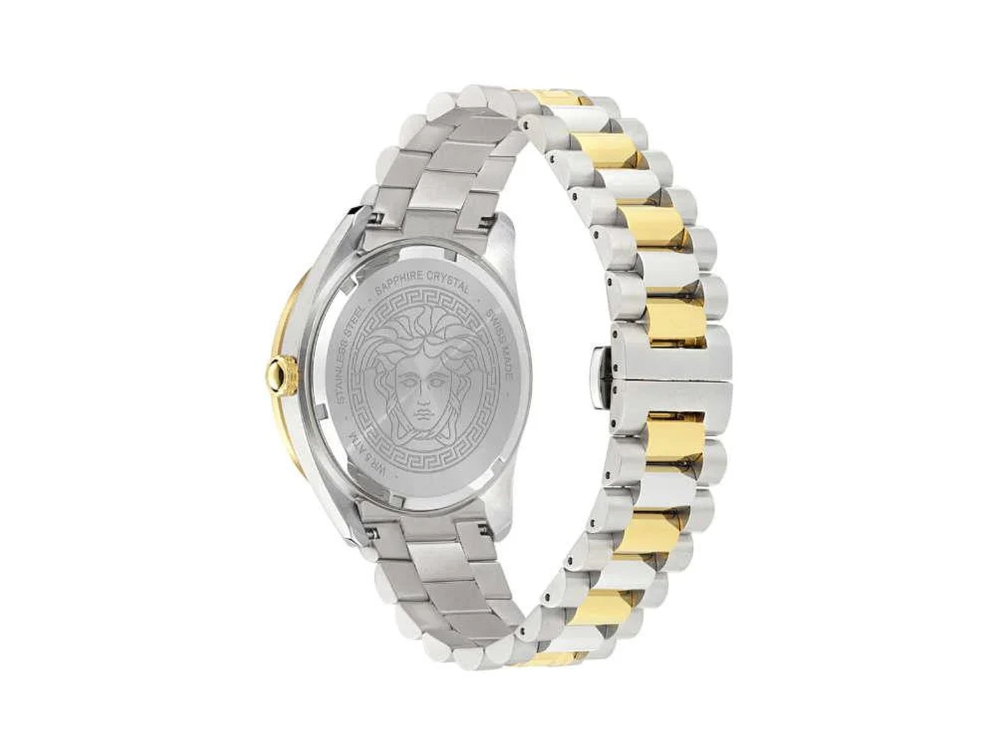 Versace Armbanduhr Herren V Dome Bicolor Silber Gold VE8E00524