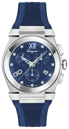 Salvatore Ferragamo Uhr Unisex Vega Chrono Silicone Silber und Blau SF5D00225