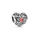 PANDORA Damen-Charm Januar Herz 925 Silber Granat rot - 791784GR