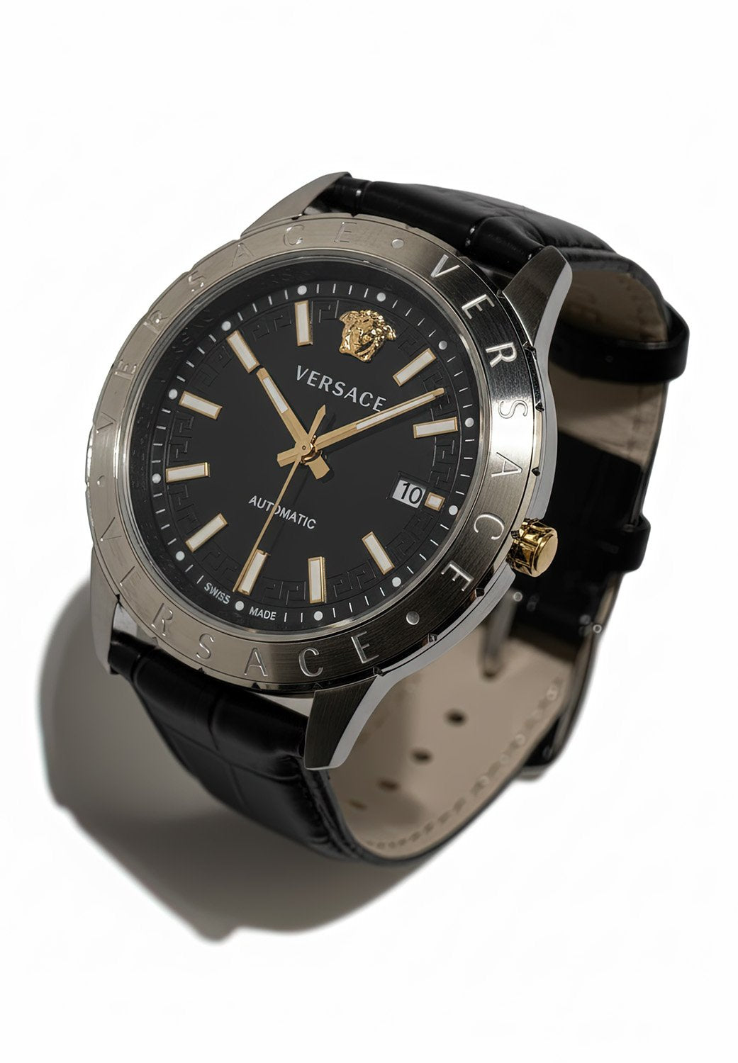 Versace Herren Armbanduhr  Univers 43 mm Datumsfenster Armband Leder VE2D00221