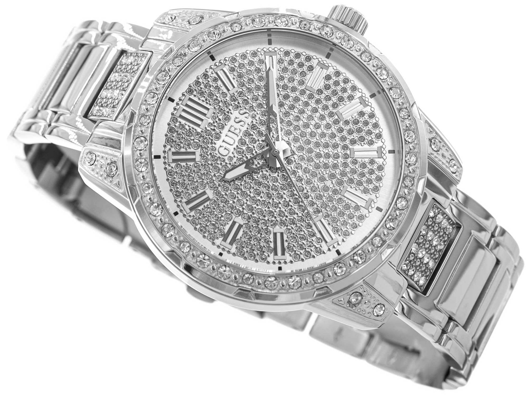 Guess Armbanduhr Herren Rhinestone Analog Silber U1339G1