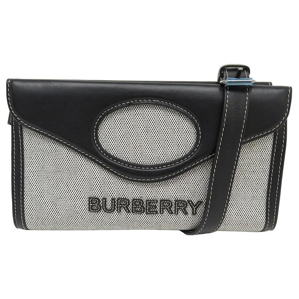 Burberry Damen Handtasche 2WAY Horseferry Canvas Leder Schwarz Grau 8039506