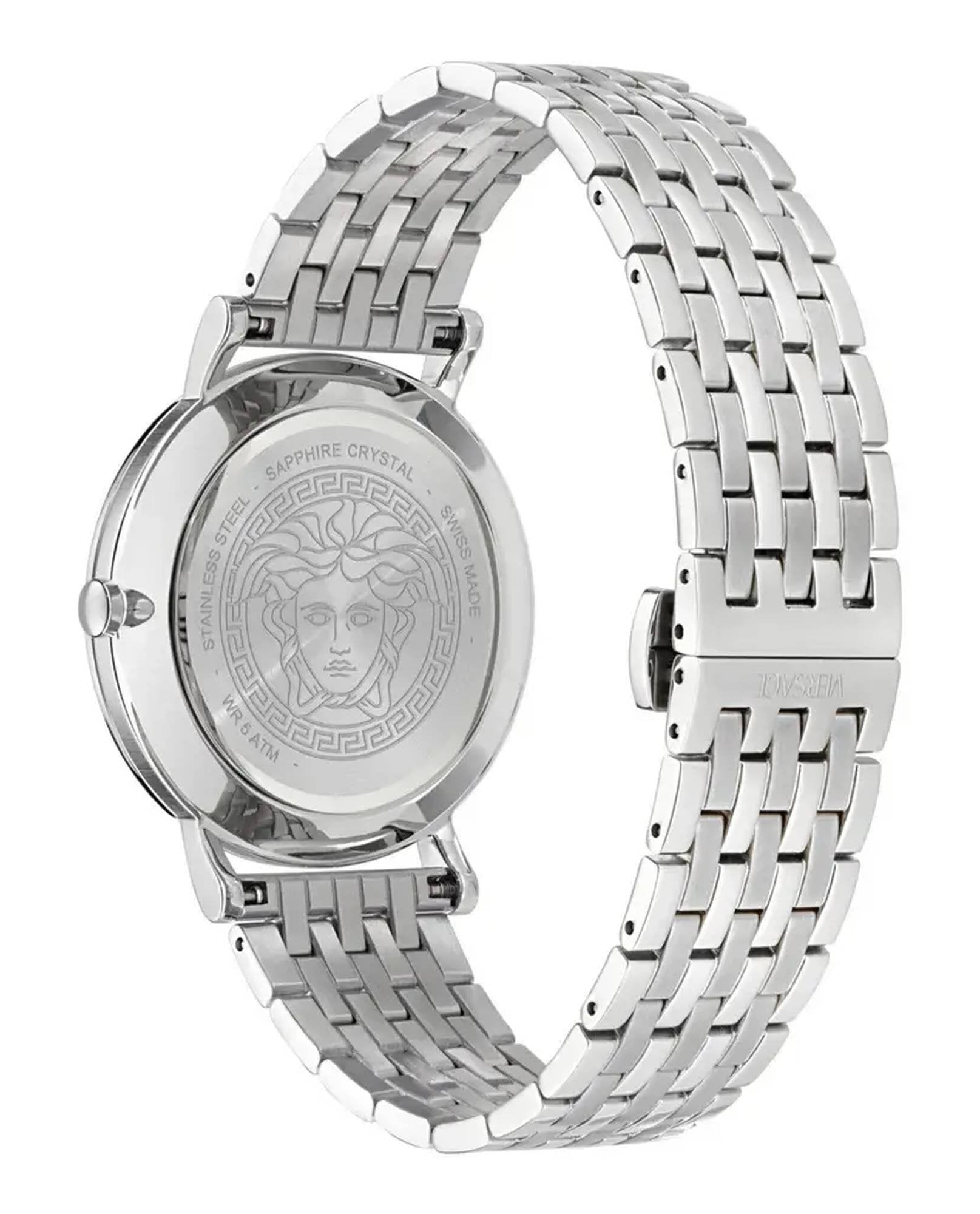 Versace Herren Uhr Greca Slim 40mm Silber Grün VE8Q00324