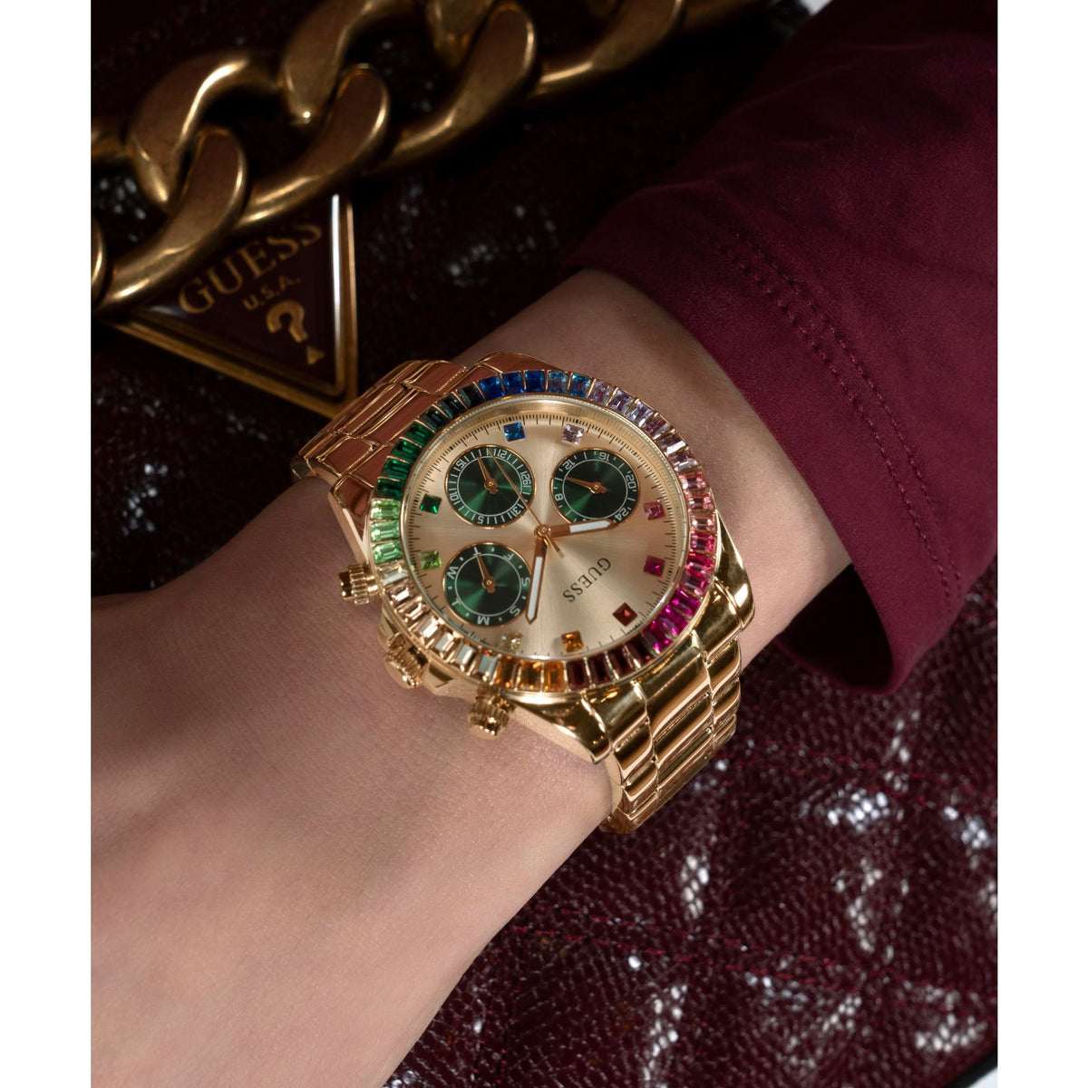 Guess Damen Armbanduhr Halo Rainbow