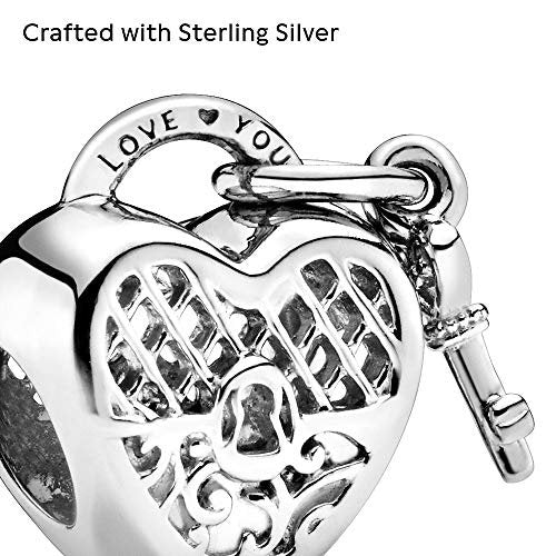 PANDORA Love You Herz-Schloss Charm Sterling-Silber 7,3 x 13,5 x 11 mm (T/H/B)